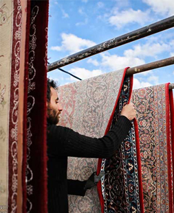 خشک کردن قالی در قالیشویی کرمانشاه